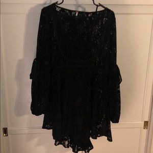 Free People Black Lace Mini Dress